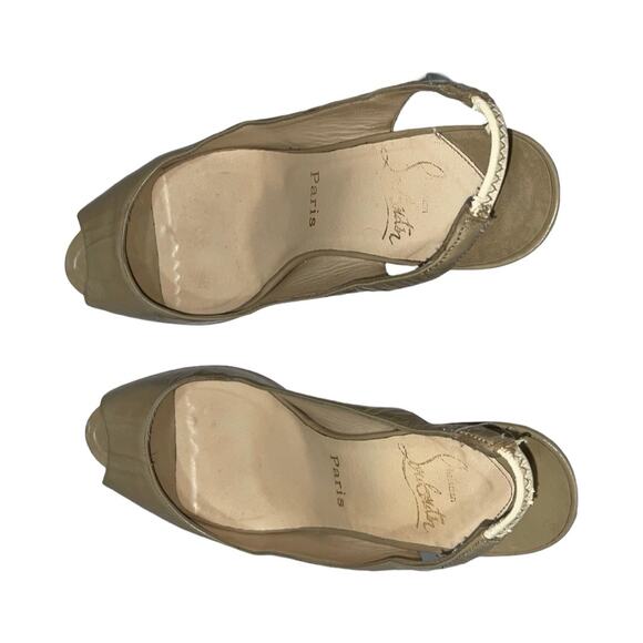 Christian Louboutin Nude Patent Leather Peep Toe Slingback Heels   Size: 38.5 - Picture 5 of 9